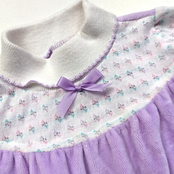 Vintage Healthtex Dress Girls Size 12-18m Purple Velour - Picture 2 of 8